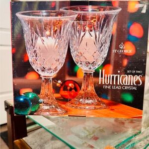 St. George Crystal Hurricane Candle Holder Set